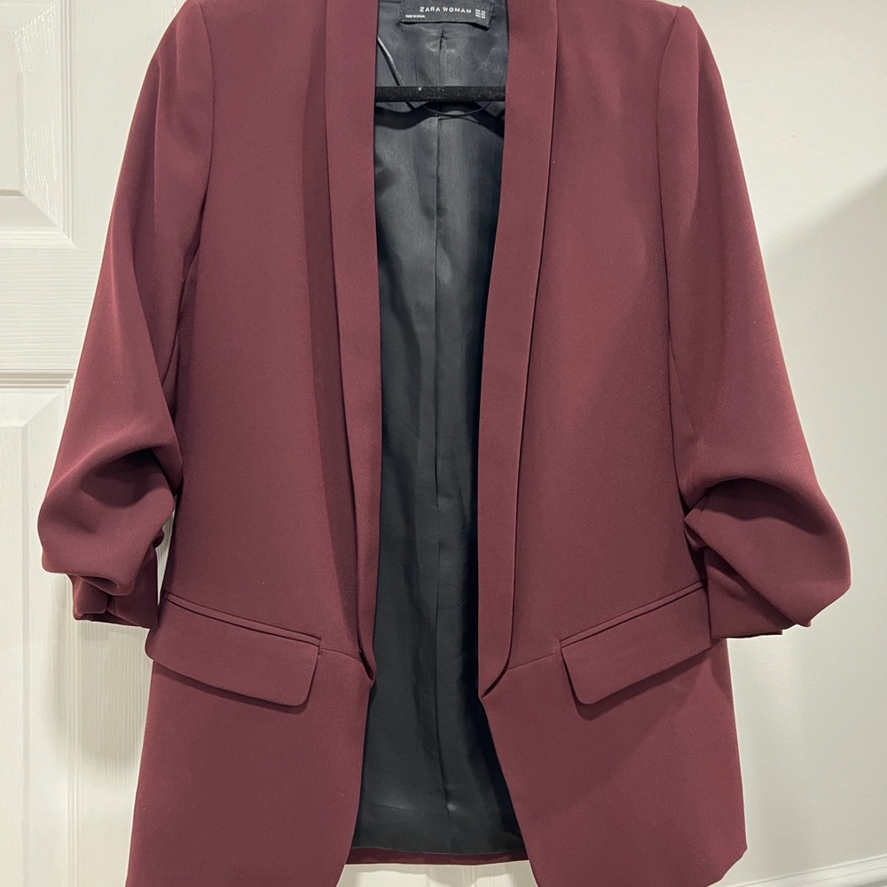 Zara Women's Deep Burgundy Blazer